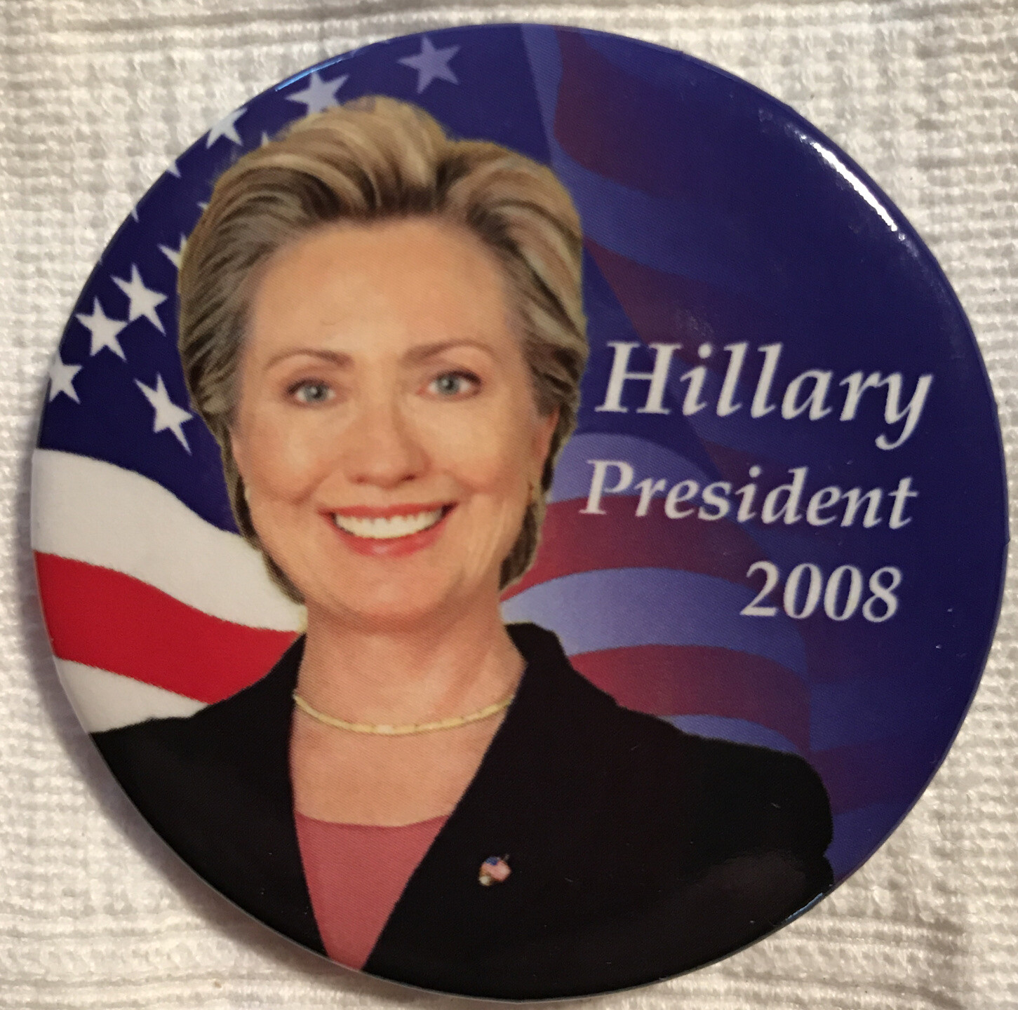 Collectible Political Pinback Pin 2 1/4" Button Hillary President 2008 Photo Fla