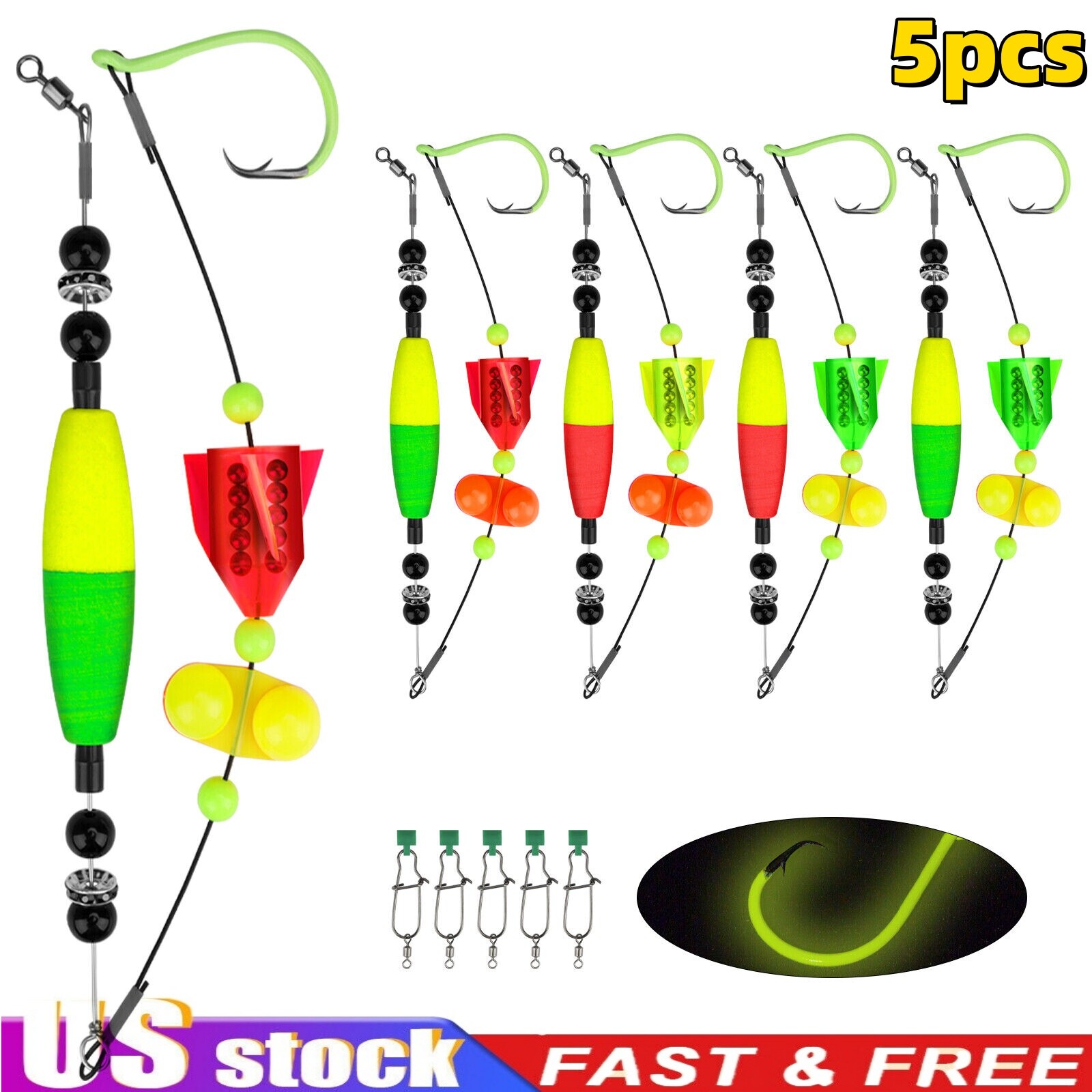 5pcs Fishing Floats Catfish Rigs for Bank Fishing Rattler Catfishing Equipment