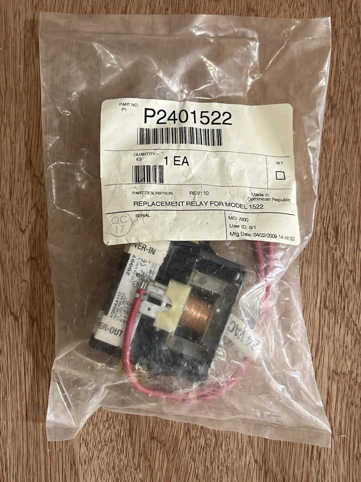 K-Rain Replacement Relay for 1522 Controller Part no. P2401522