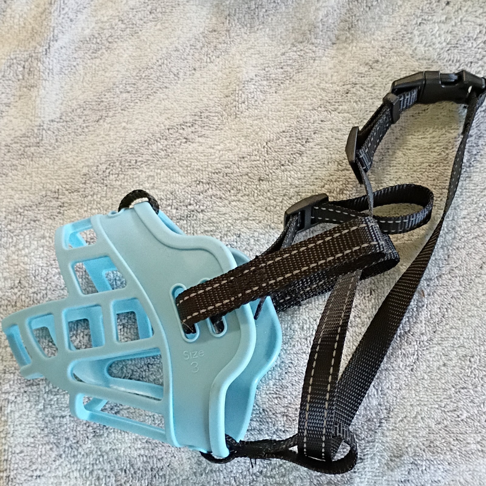 NeithZau Soft Silicone Basket Dog Muzzle, Adjustable Nylon Straps, Blue Size 3