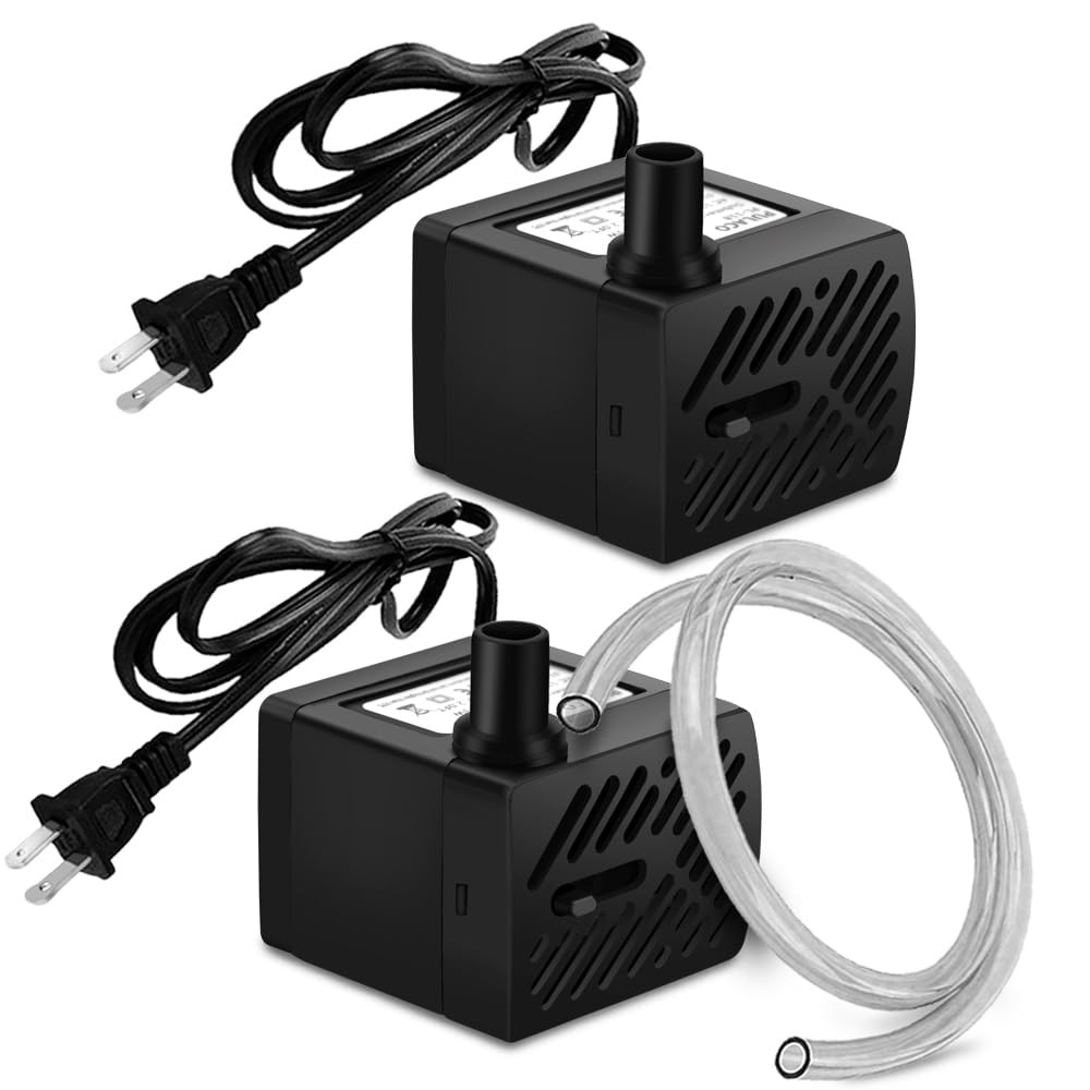 2Pcs Mini Fountain Pump 50GPH 3W, Ultra Quiet Submersible Water Pump for Aqua.