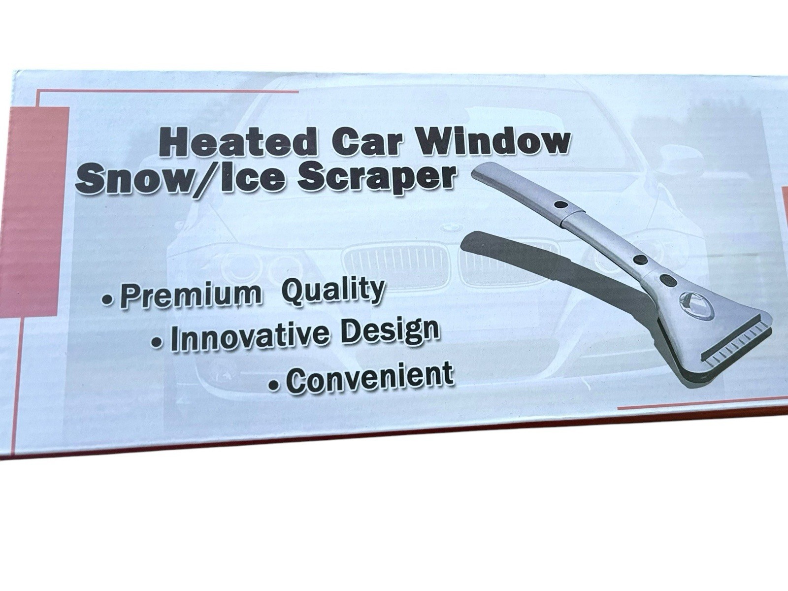 Zone Tech 12V Heated Electric Car Window Snow Ice Scraper Extendable LED Light