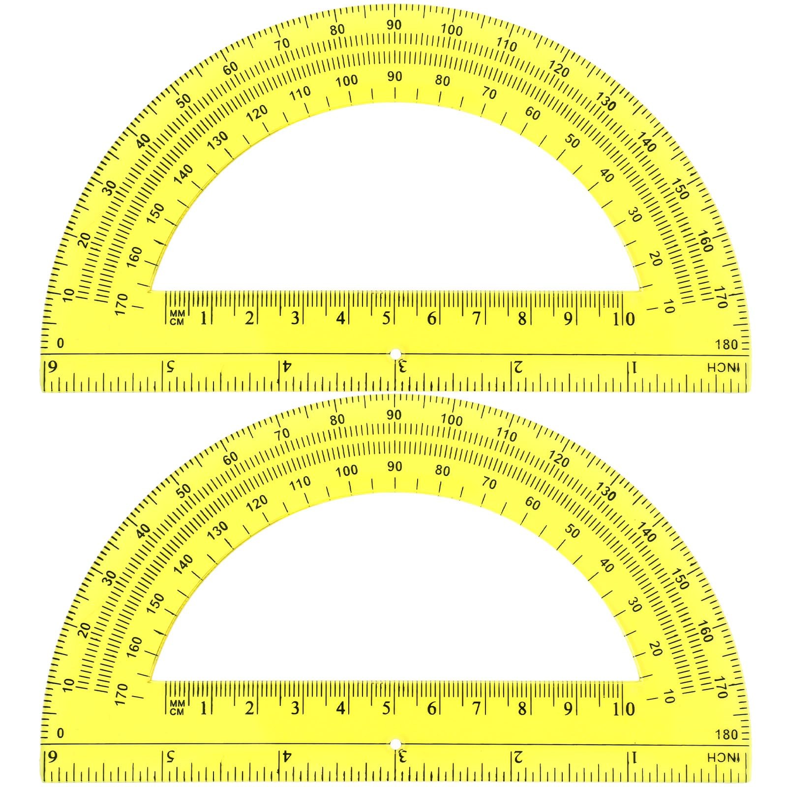 2 Pack 6 Inch Plastic Math Protractors 180 Degrees Angle Measurement
