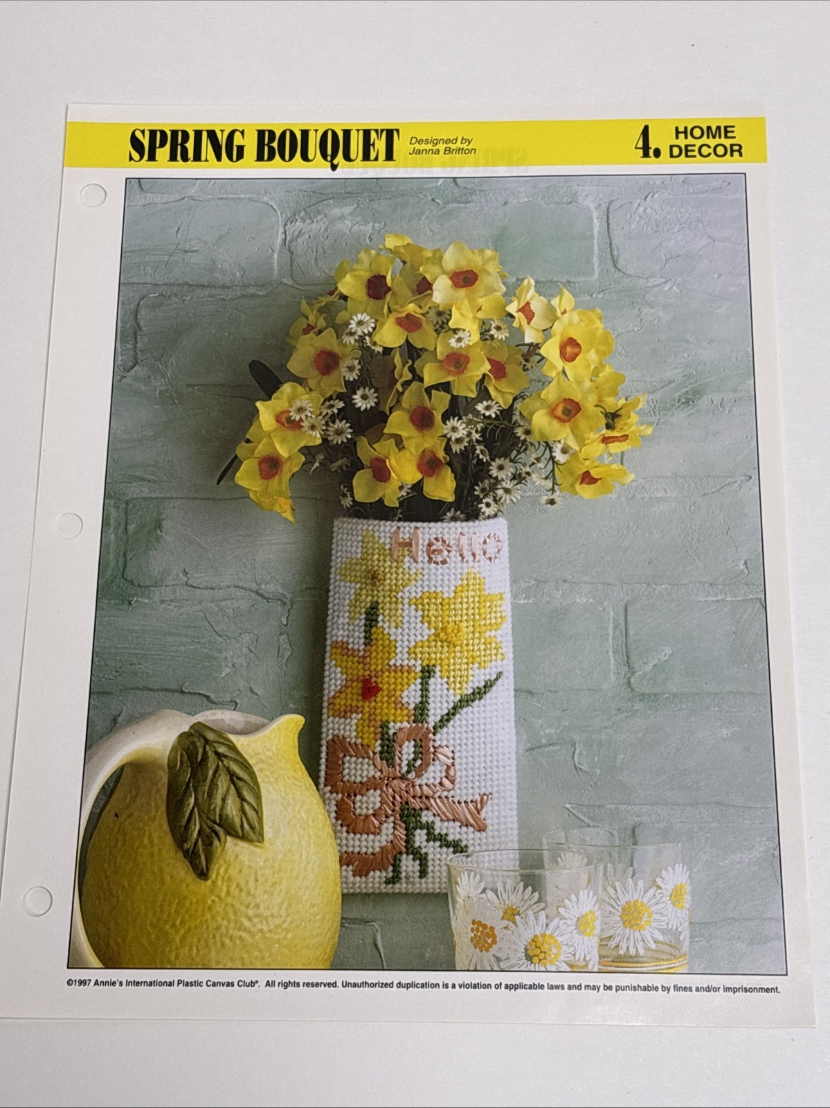 Spring Bouquet Wall Vase Annie's Attic Plastic Canvas Pattern Page