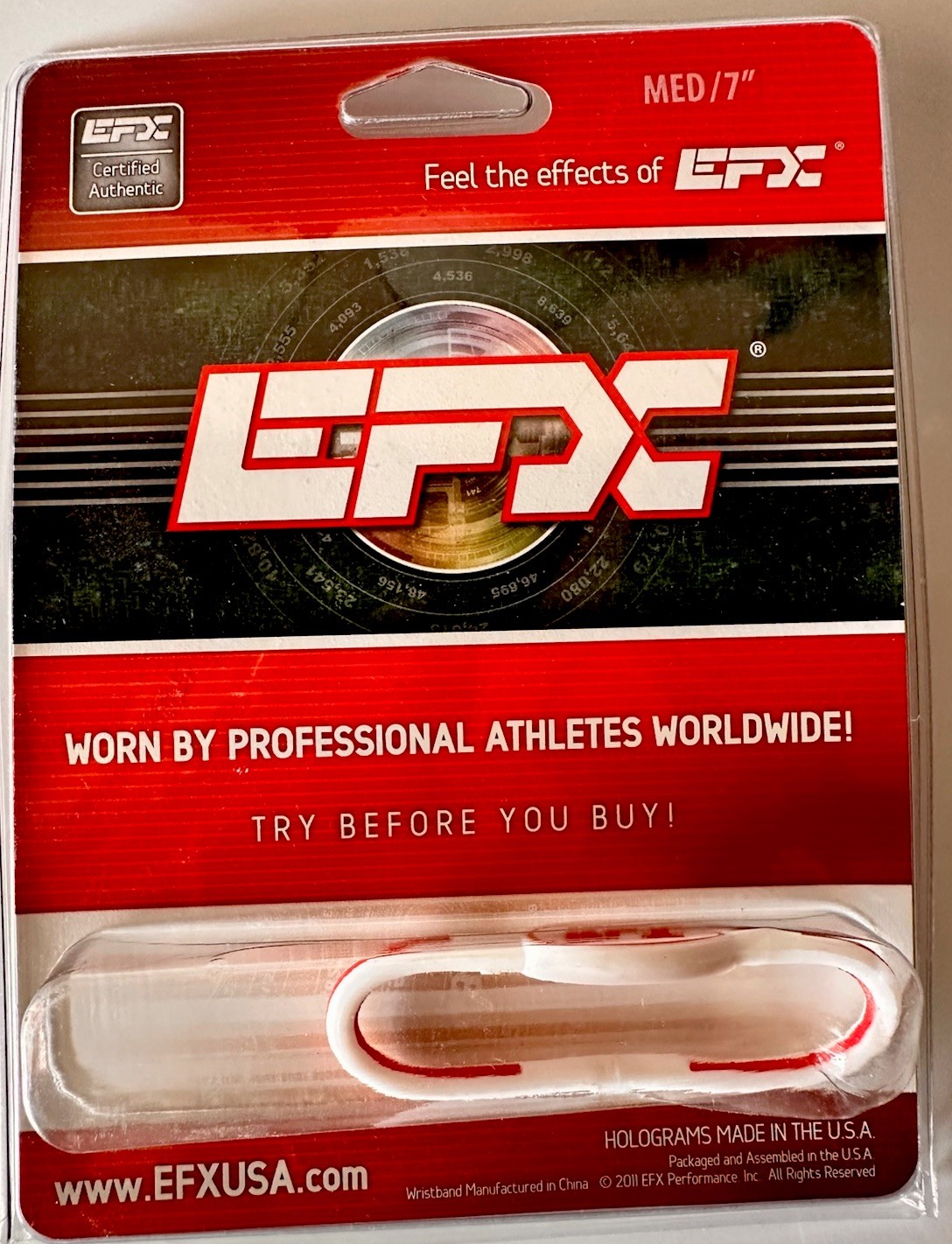 EFX Performance Wristband Embedded Wearable Holographic Technology Size M 7" NEW