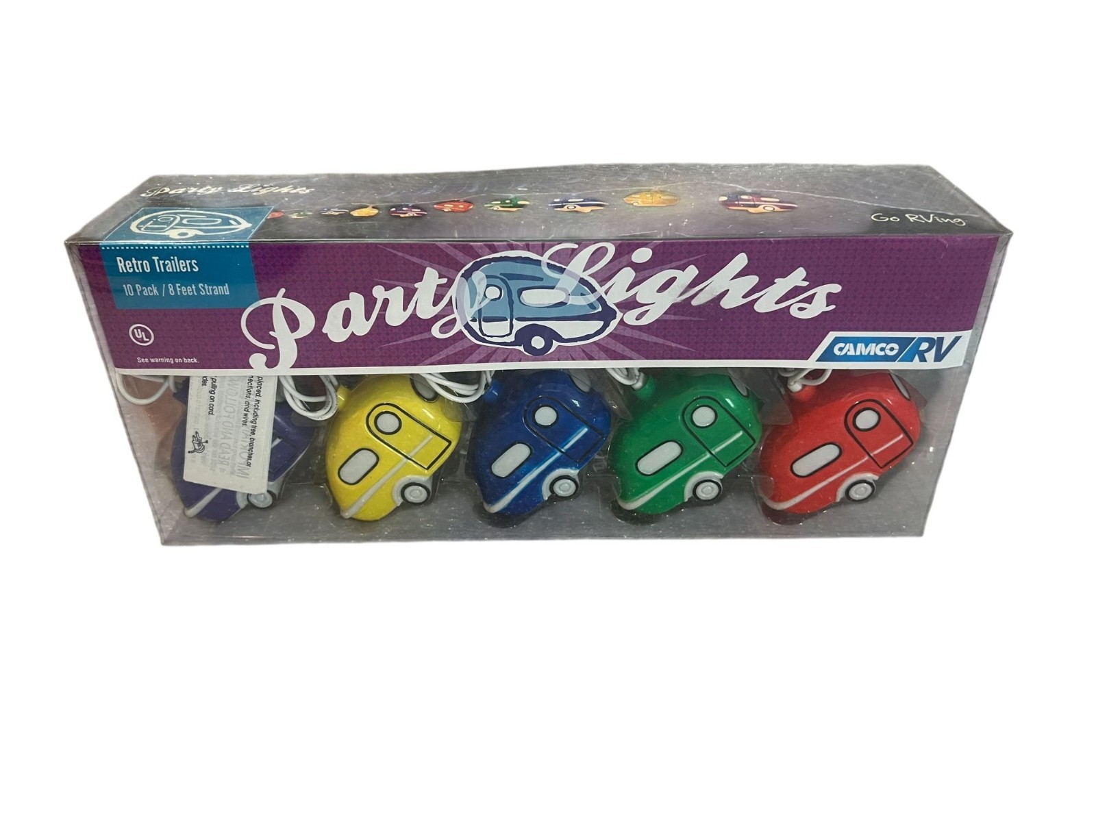 Camco Retro Trailer Party Lights 8 Strand 10 Lights Multi-Color Indoor/Outdoor