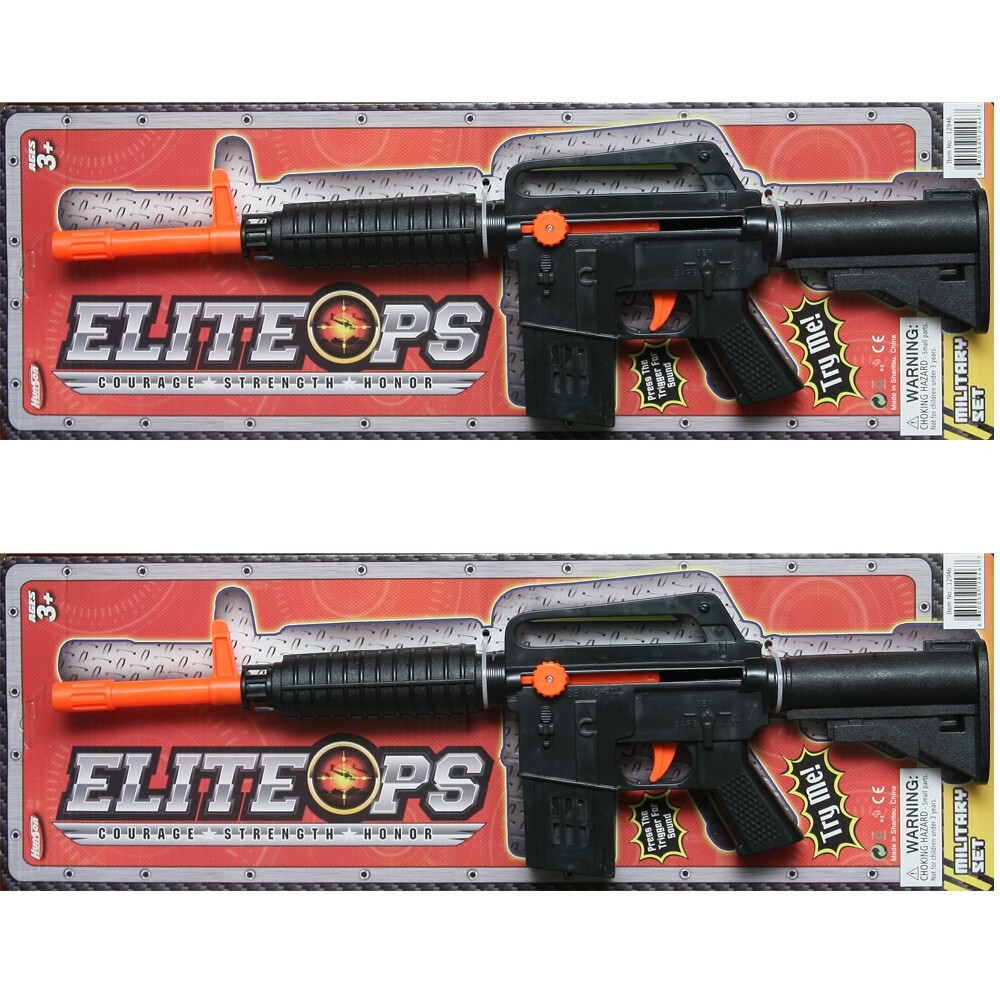 Lot of 2, Rifle Gun Toy, Sounds, Army Prop, CAR-15 M-16, Black, 19" Long