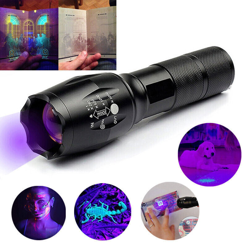 Super Bright 120000lm UV Torch Ultra Violet Flashlight Blacklight Light Lamp LED