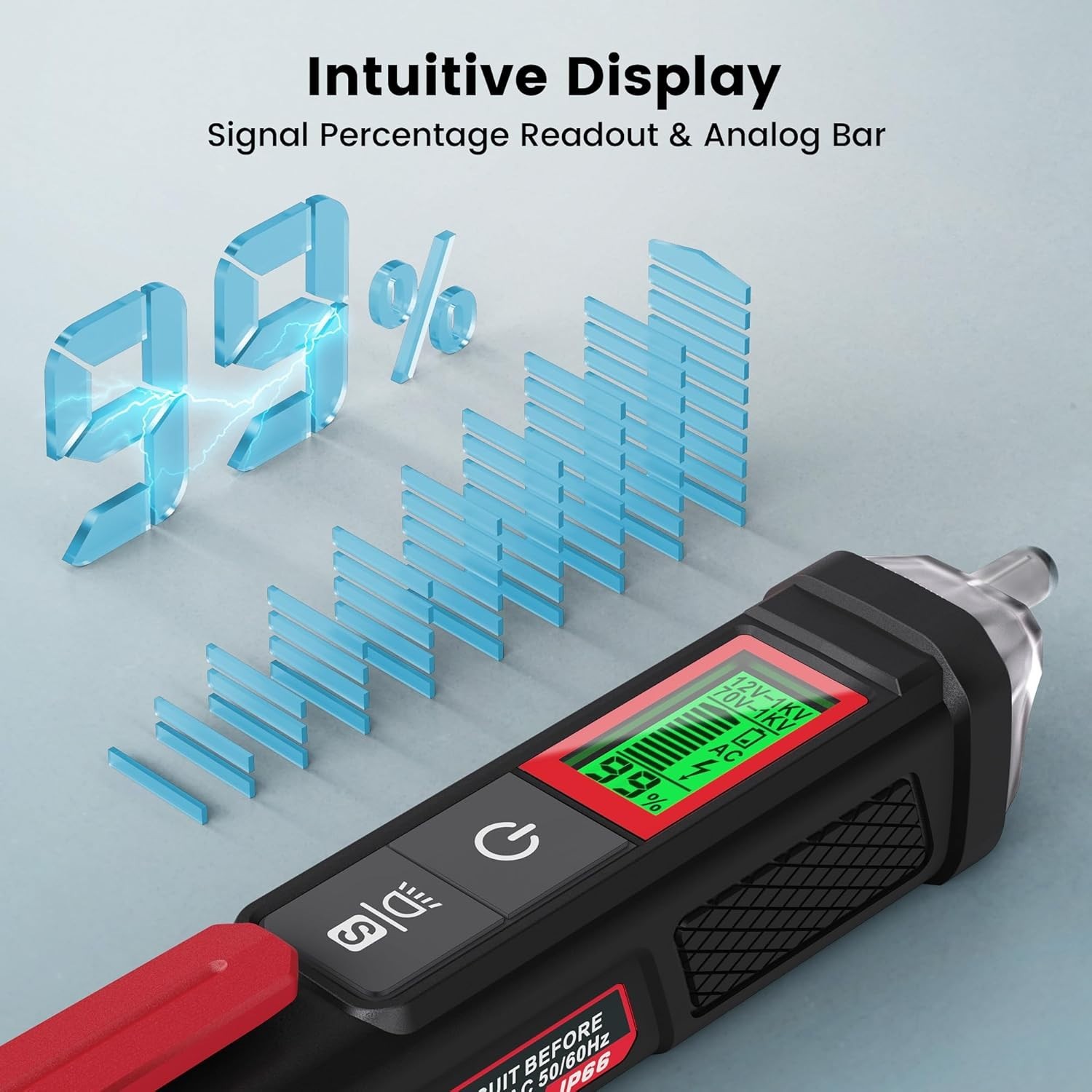 Portable Voltage Tester with Automatic Sensitivity & High Voltage Alerts
