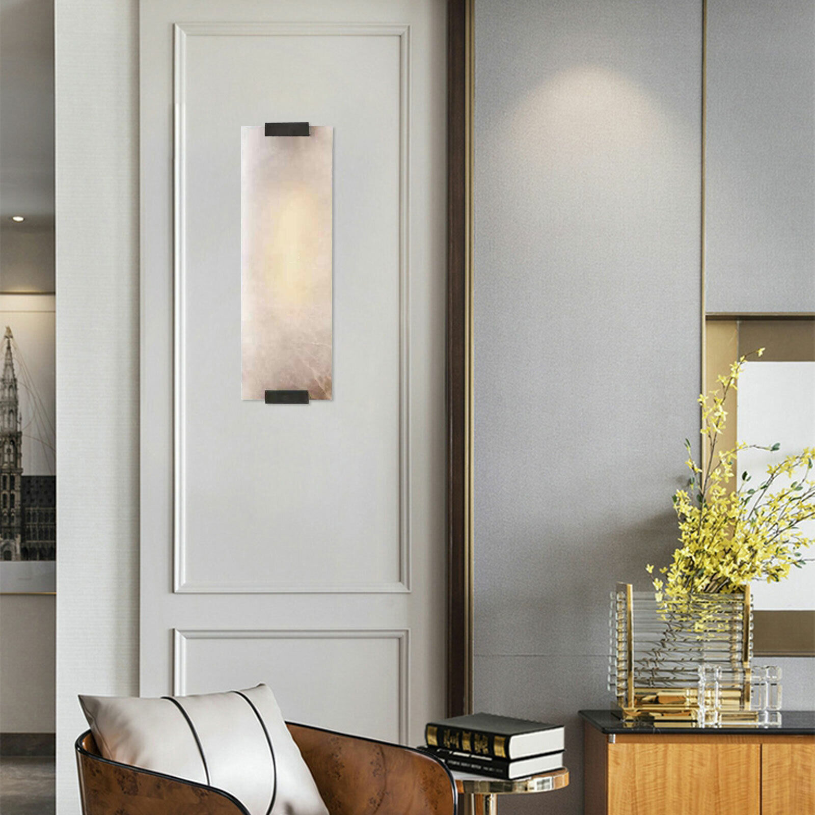 Wall Light Sconce Outdoor Modern Lamp Exterior Lights Rectangular Hand-Carved