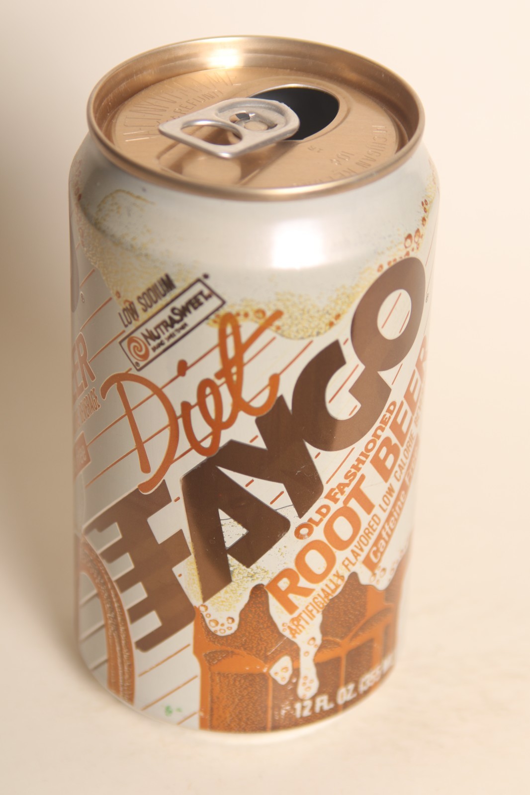 Diet Faygo Root Beer soda can - 12oz A/A