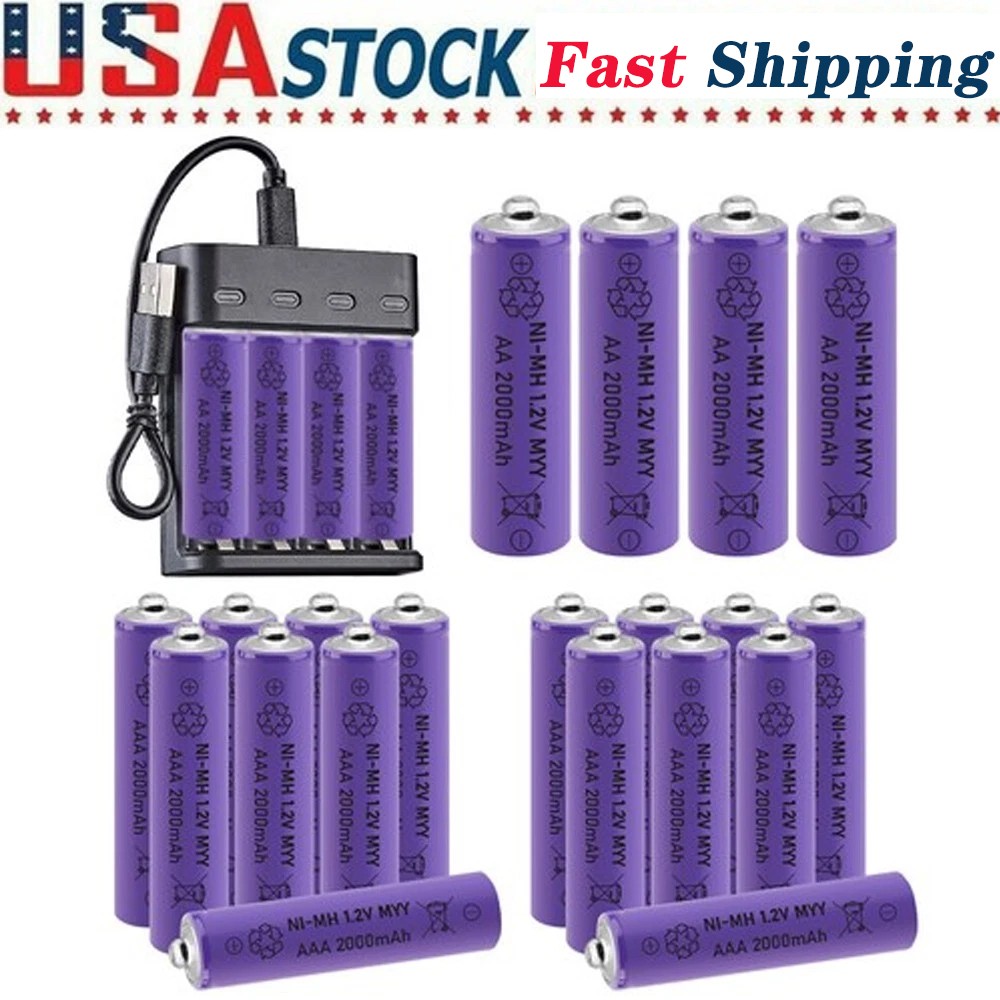 1.2v AA AAA Rechargeable Batteries Battery for Garden Solar  Light Lot USA