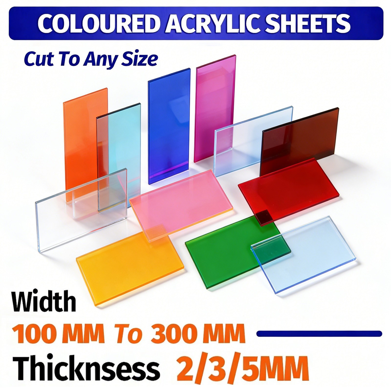 Plastic Sheets Panel Thickness 2mm-5mm Coloured Clear Mirror Tinted & Frosted