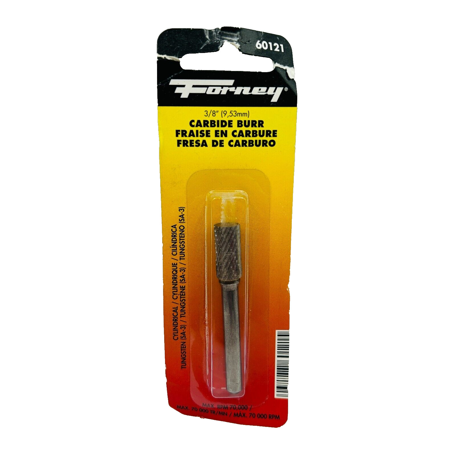 Forney 3/8" Cylindrical, SA-3 1/4" 70,000 rpm Burr 60121 Forney 60121