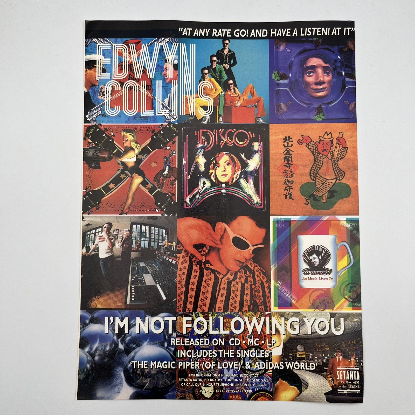 Edwyn Collins Im Not Following You 1997 Vtg UK Promo Print Ad 8.5"x11.5" AD ONLY