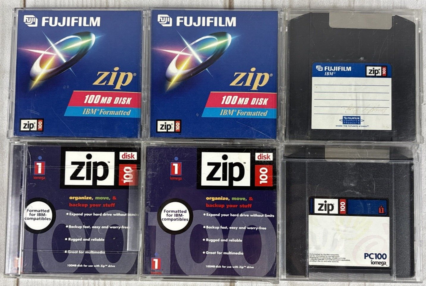 Lot of 6 USED Zip 100: 100MB Storage Capacity Disks