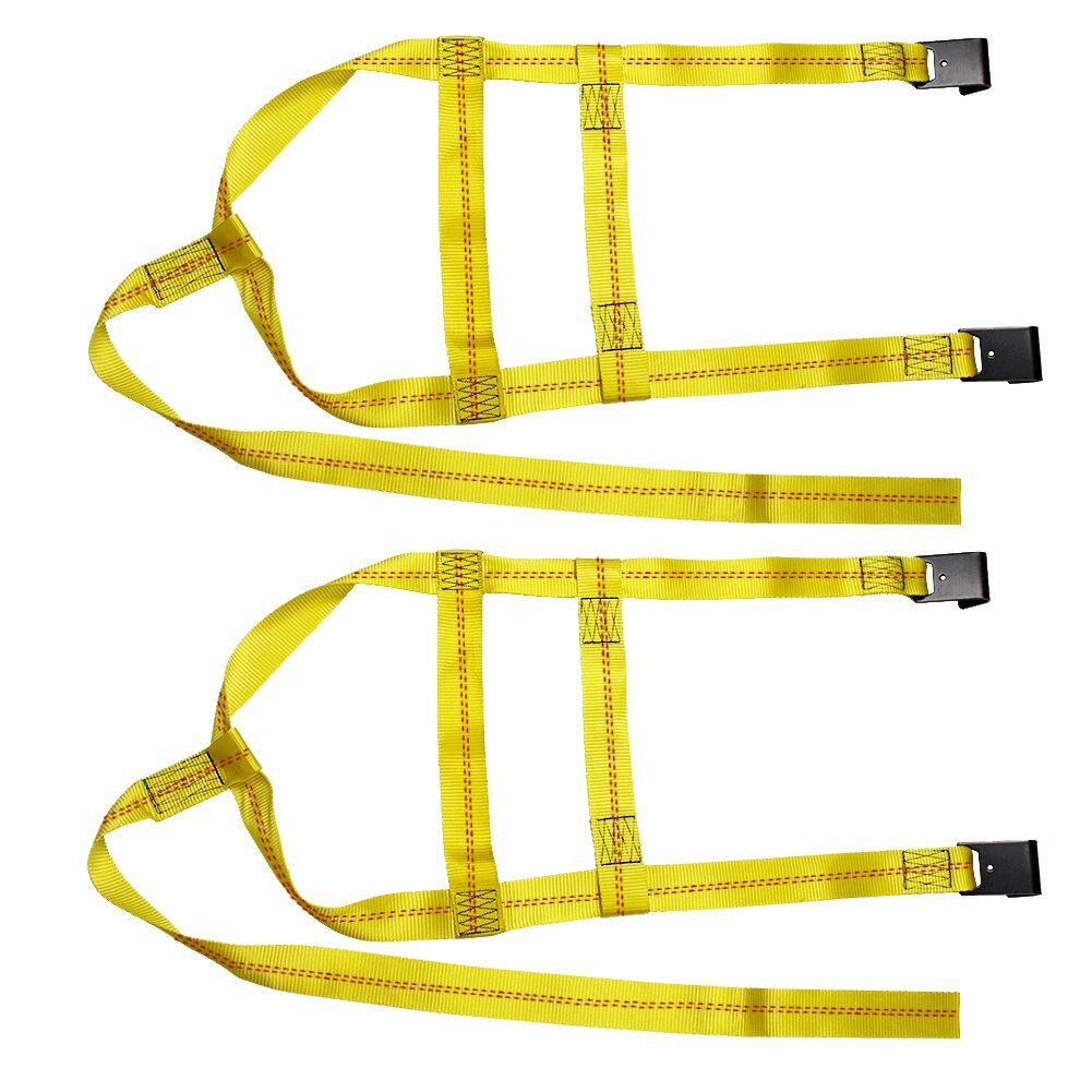 2 Pack Adjustable Tow Dolly Basket Straps With/ Flat Hook Tie Down Bonnet 17-21"