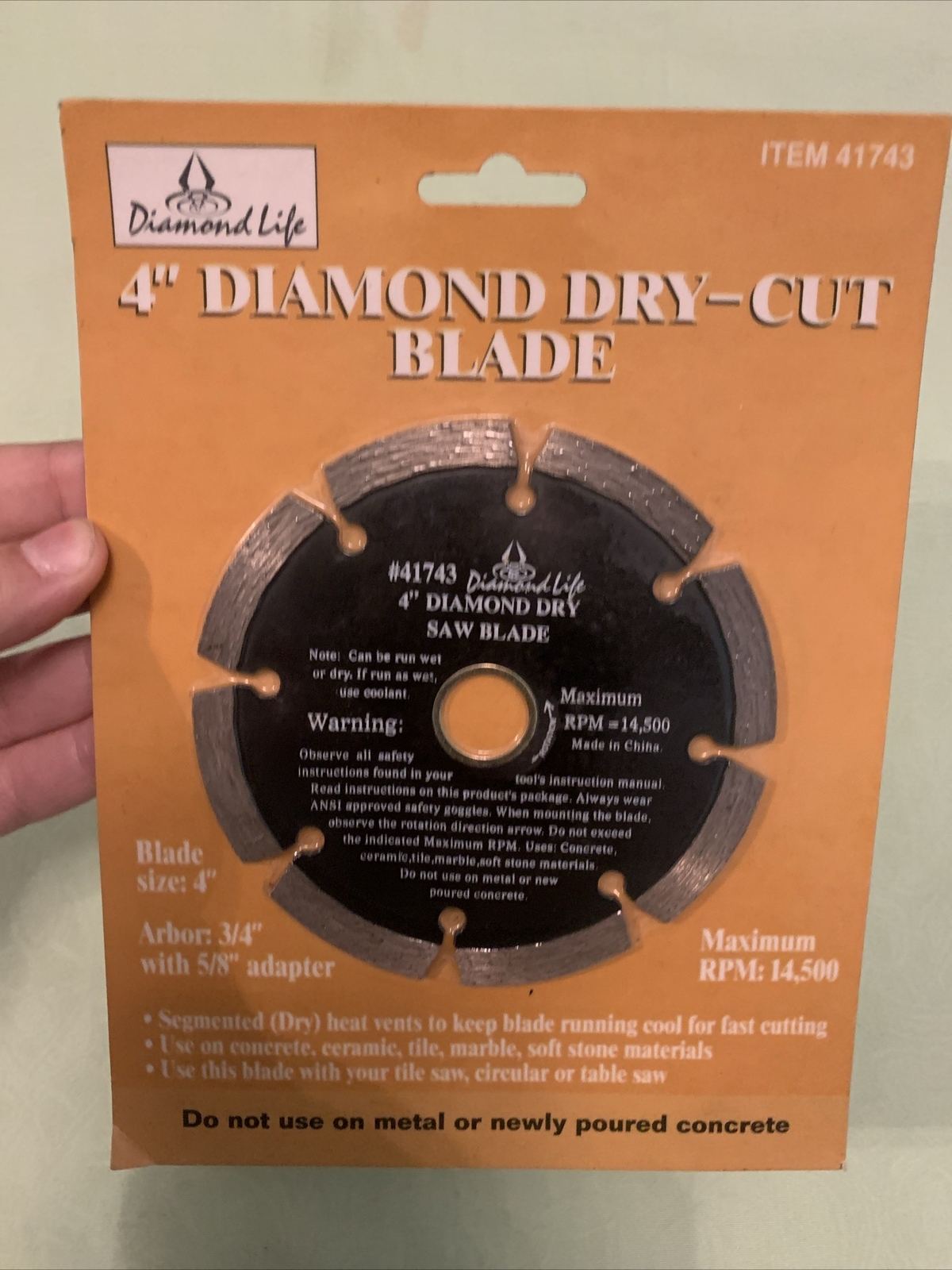 Diamond Life 41743 Diamond Dry Cut 4” Blade NEW