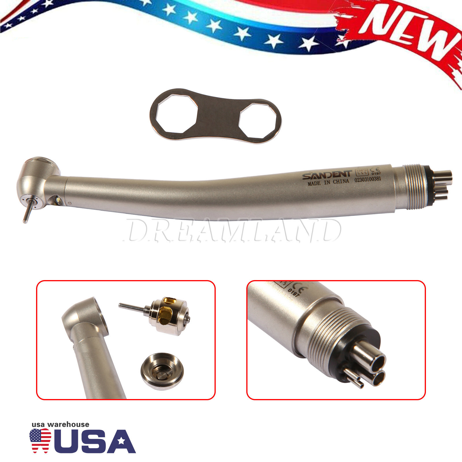 KAVO Style Dental LED Fiber Optic High Speed Handpiece 3 Spray 4 hole