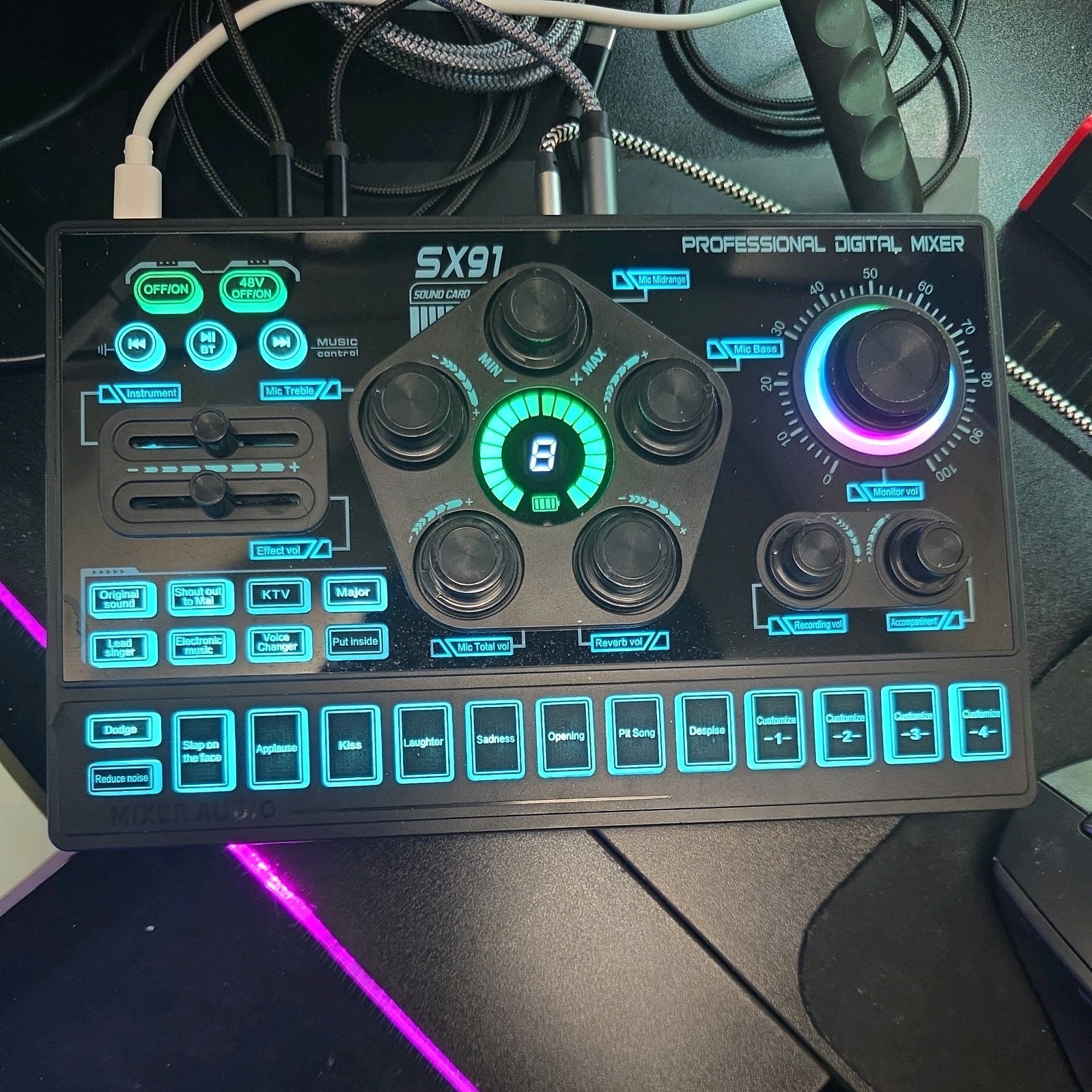 SX91  Live Sound Card Bluetooth Digital Audio Mixer For Computer PC Bluetooth