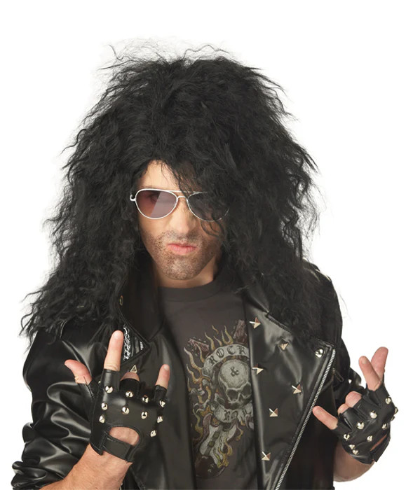 Heavy Metal Rocker Halloween Costume Wig - Black