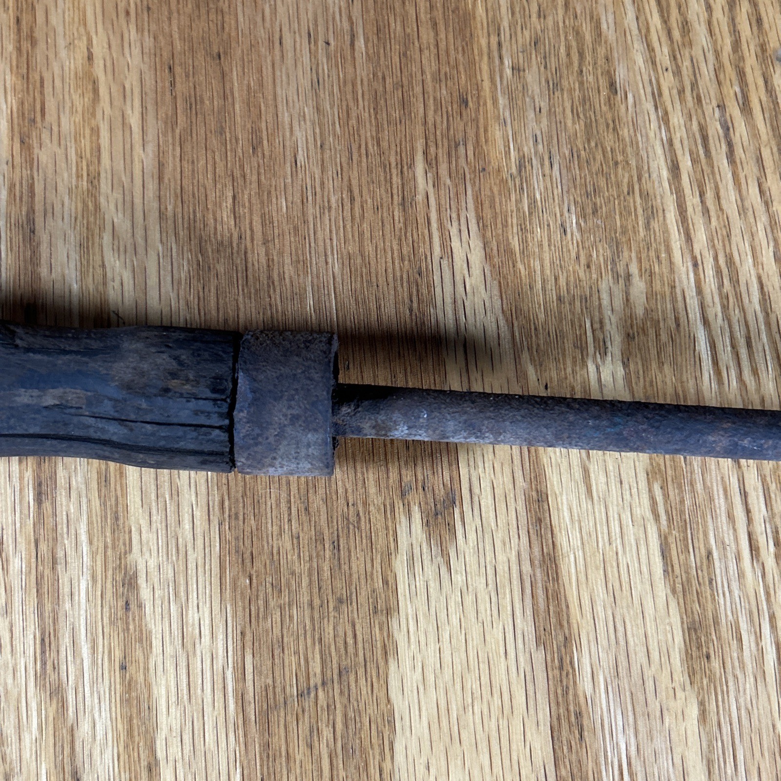 Antique Copper Soldering Iron 15.5" Long Wood Handle Blacksmith Metal Work USA