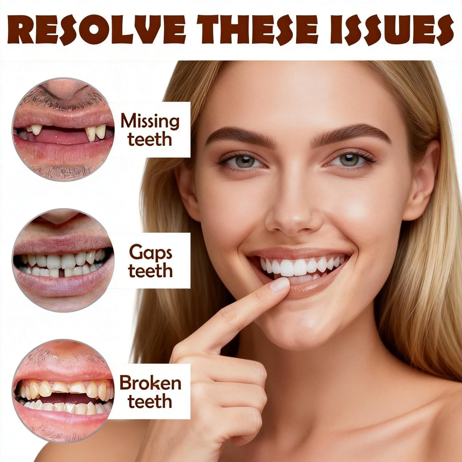 Full Set Silicone Dentures, Moldable Upper Lower Removable Custom Dentures