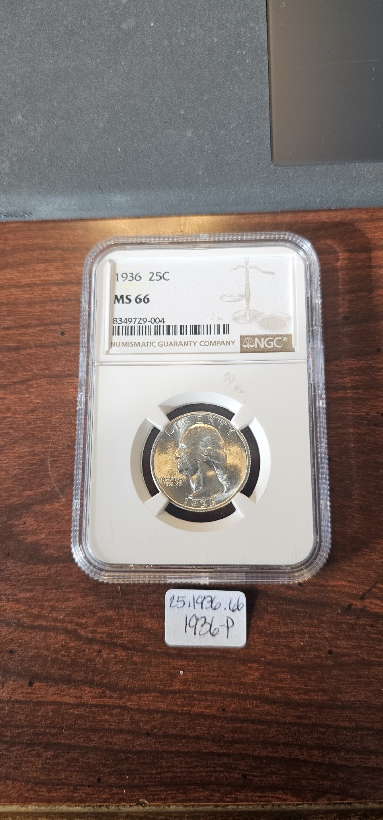 1936-P Washington Quarter 25c Au 90% Silver NGC MS66 Nice Eye Appeal Nice Strike