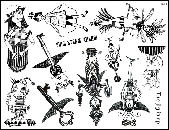 Unmounted Rubber Stamp Plate, Unmounted/Uncut Pink Rubber Stamps