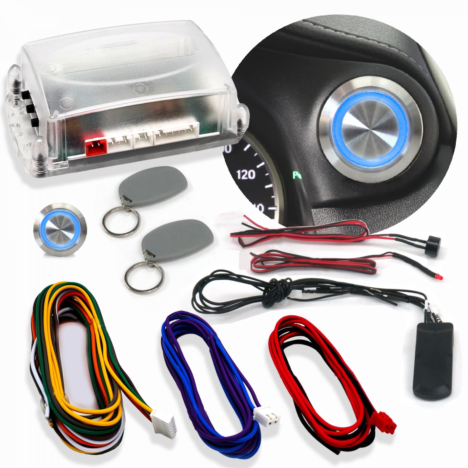 Blue One Touch Engine Start Kit with RFID Keep It Clean KICHFS1002B street