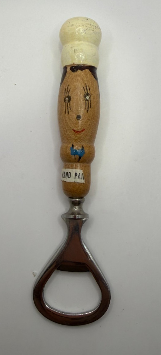 Heathfield Stainless hand painted wooden Chef's head bottle opener NOS