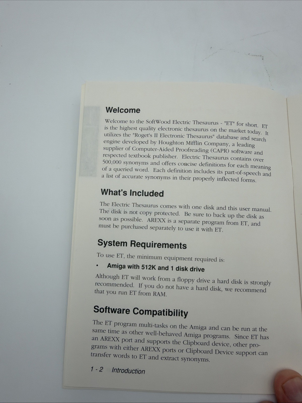 SoftWood Electric Thesaurus v2.0 Commodore Amiga Manual Disk Tested Working