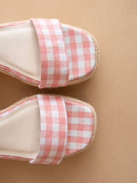 Gingham Espadrille Wrap Wedge Sandals - Oasis Society