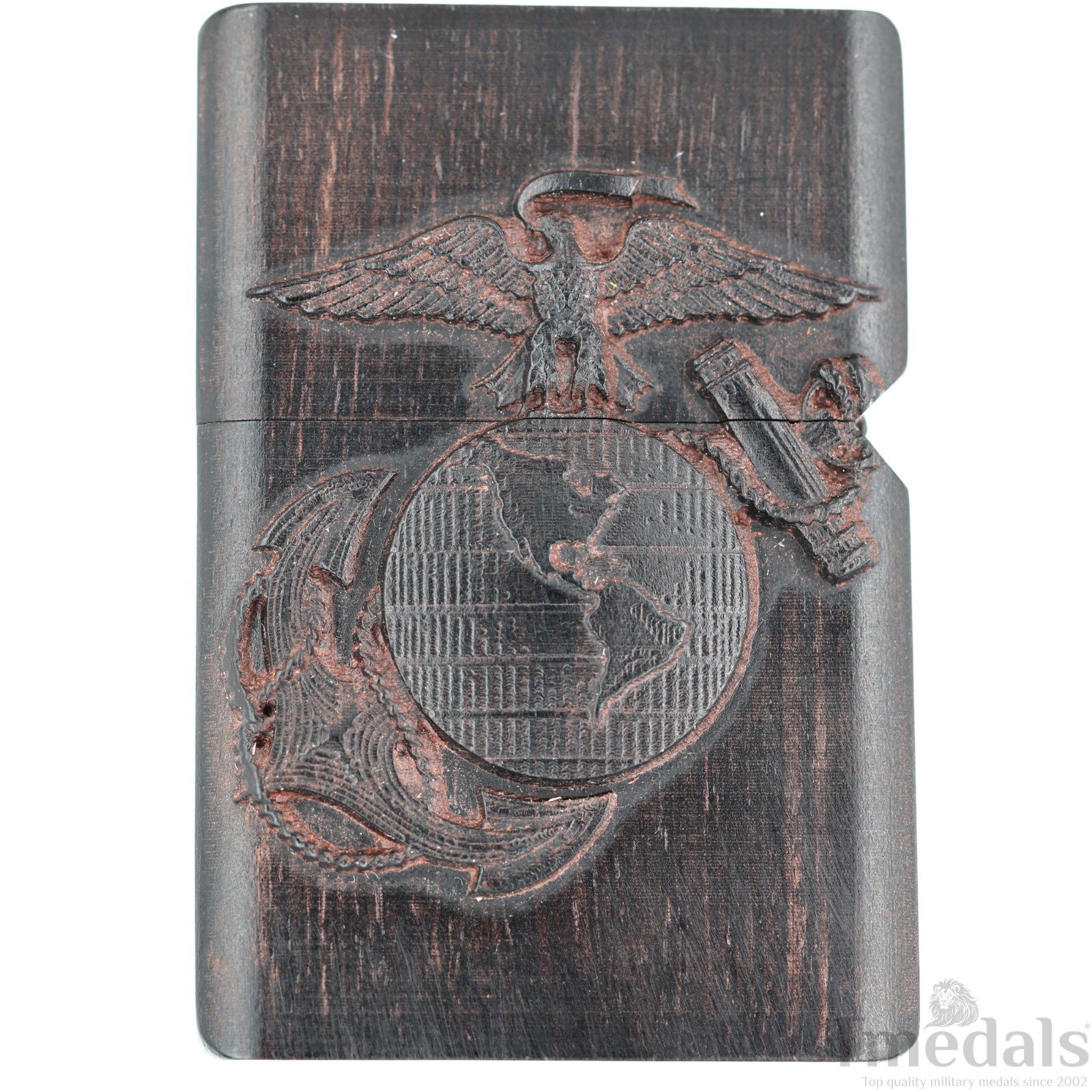 Carved Wooden Lighter Case –U.S. Navy Theme – Fits Standard Insert – No Insert