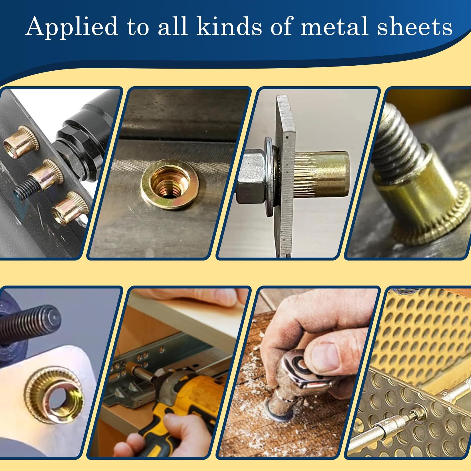 Zinc Plated Steel M8 Rivet Nuts Flat Head Threaded Insert 70 Pieces