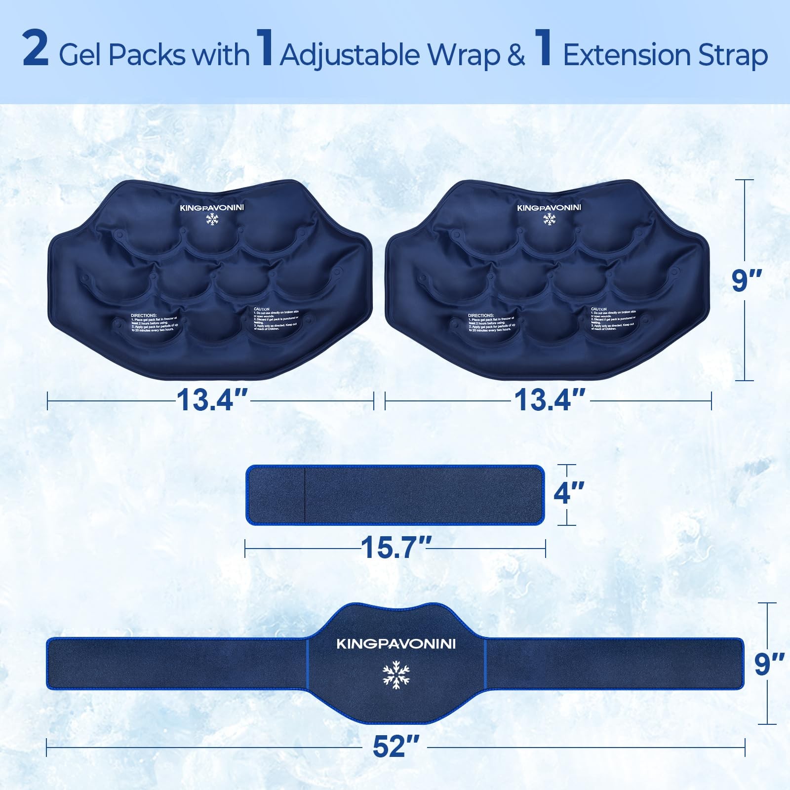 Extra Large Ice Pack for Back Pain Relief with Extension Strap, 2 Pack Reusab...
