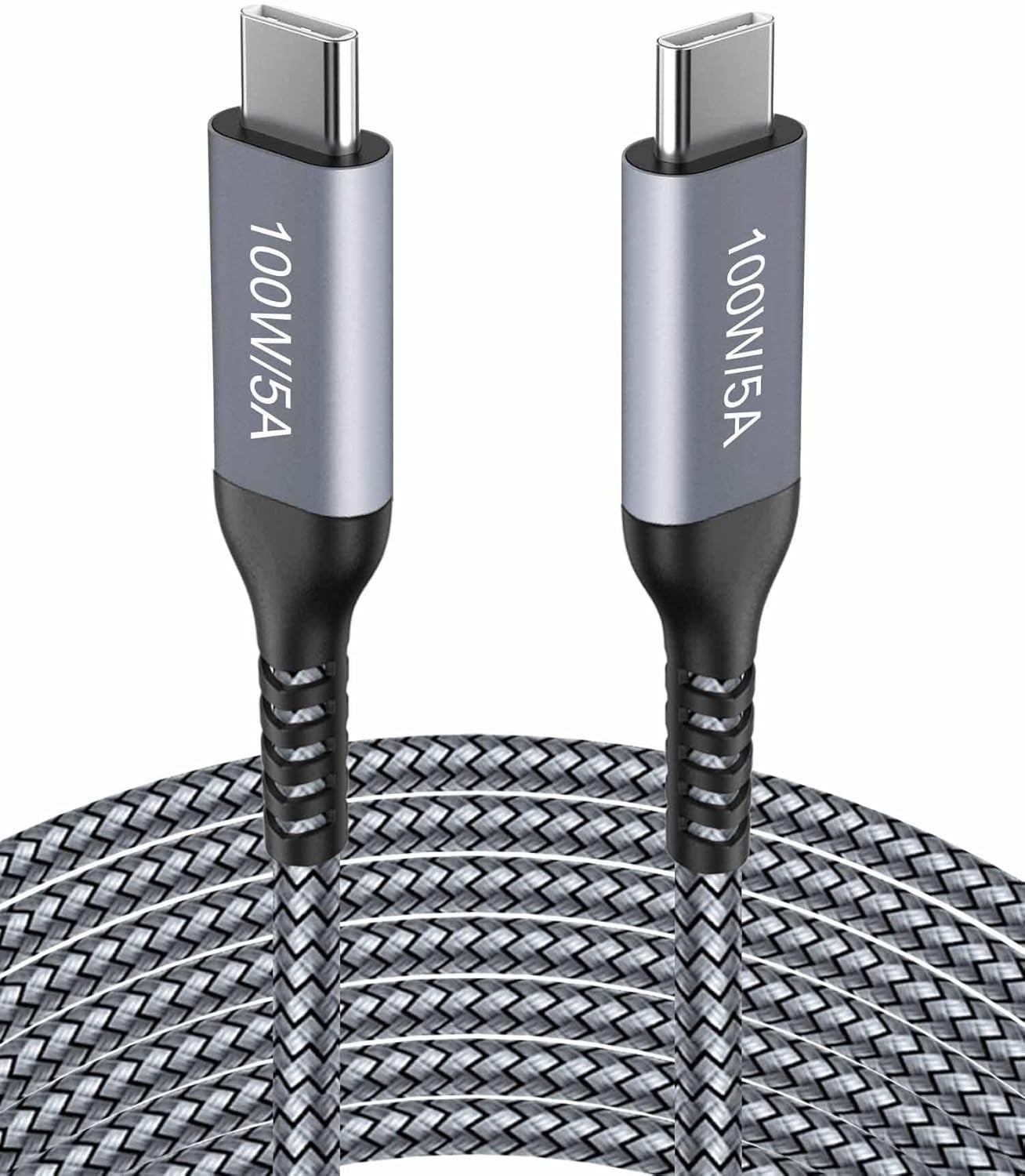 15FT USB C to USB C Cable 100W Type C Fast Charging Long Braided Charger Cord