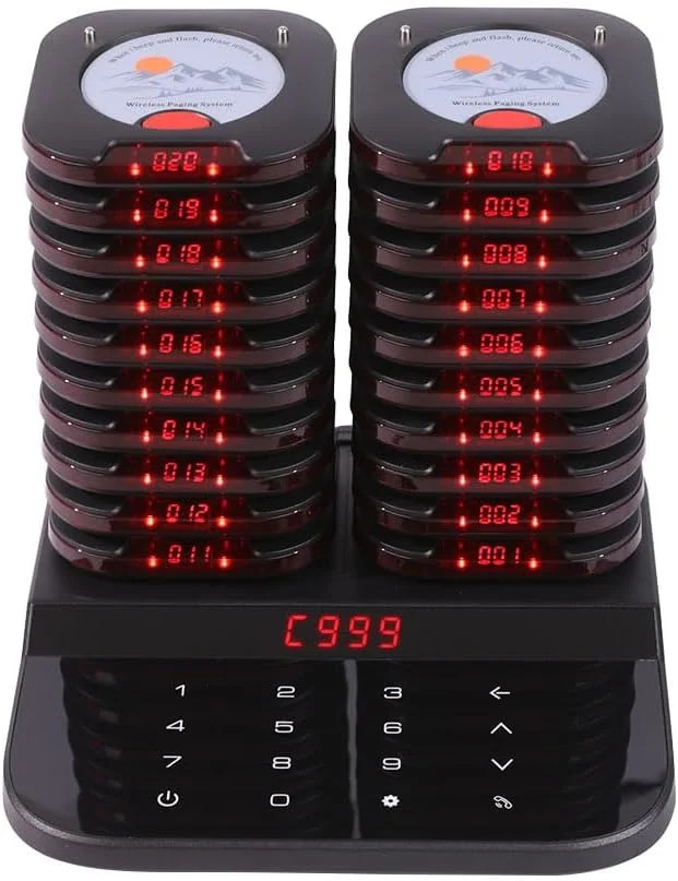 AGJ Restaurant Pager System Touch Keyboard Wireless Calling System 20 Pagers Bee