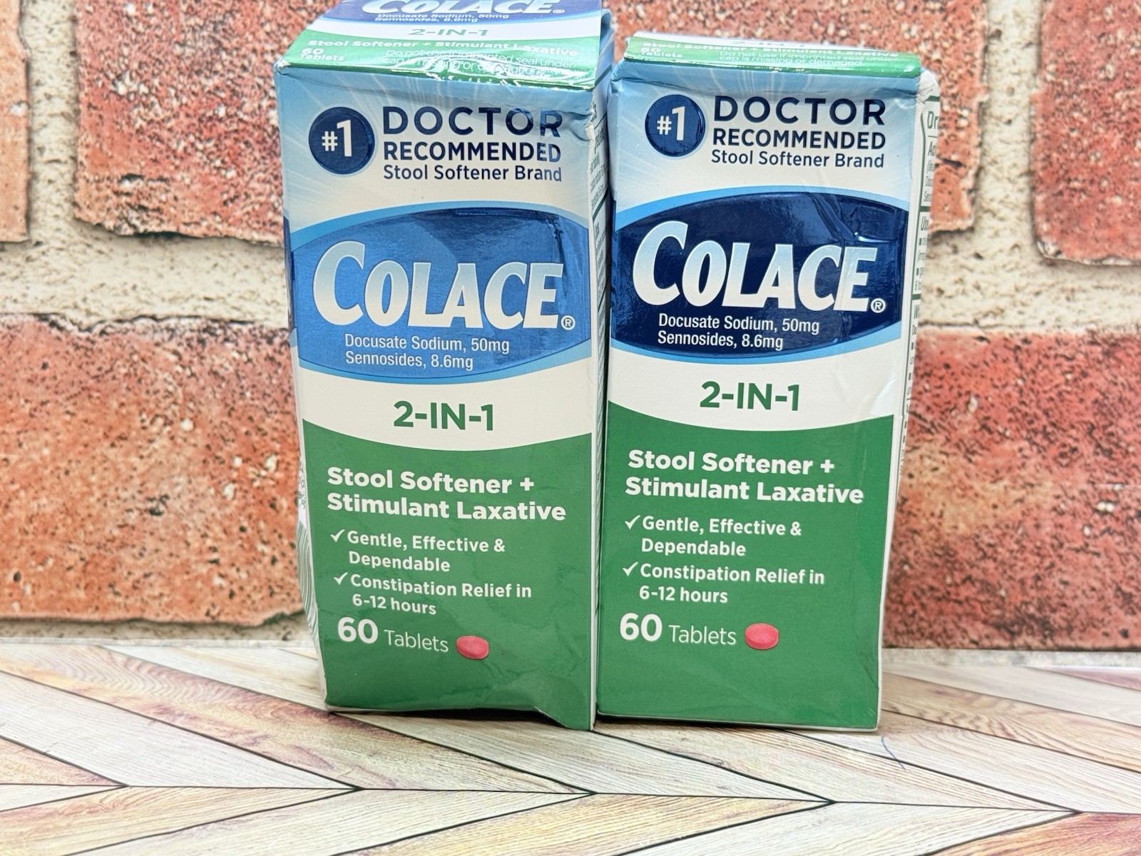 Colace 2 in 1 Stool Softener and Stimulant Laxative 60 Count Pack of 2