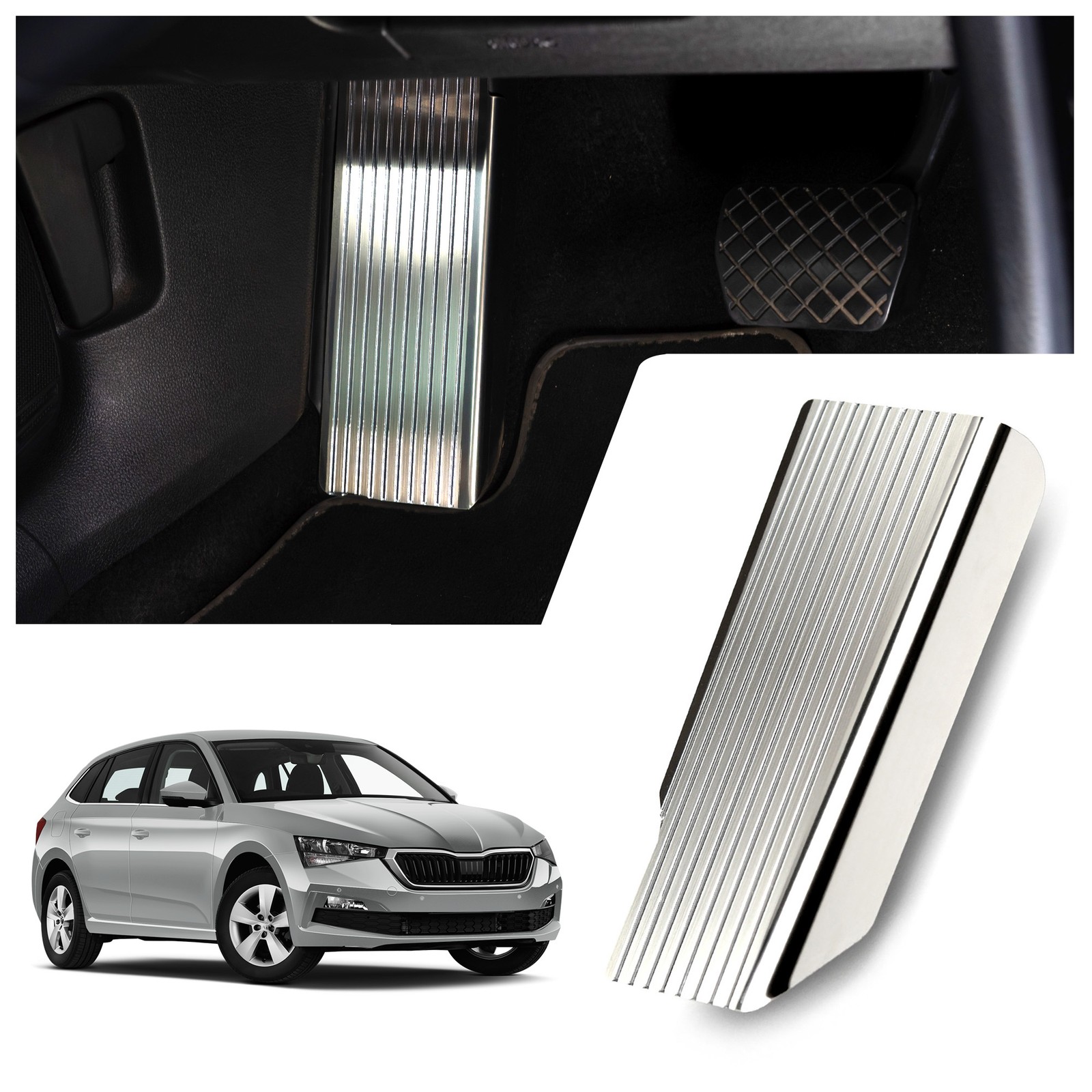 Footrest for Skoda Scala Hatchback I (NW) 5D 2019- Brushed Silver