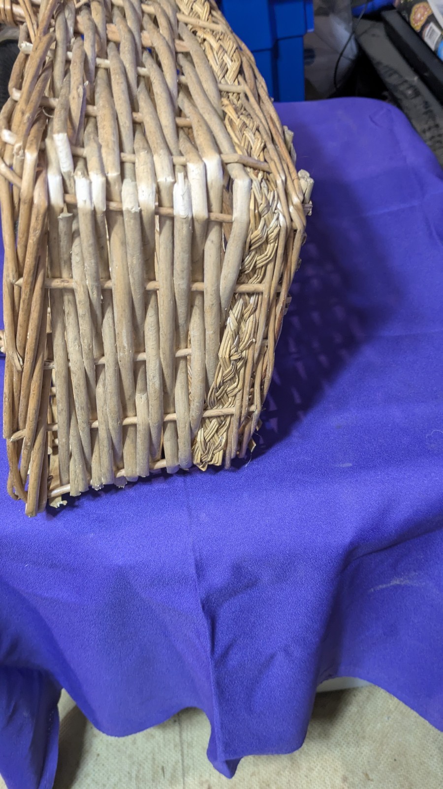 Rectangular Wicker Basket with Handles, Large Brown Freestanding Indoor