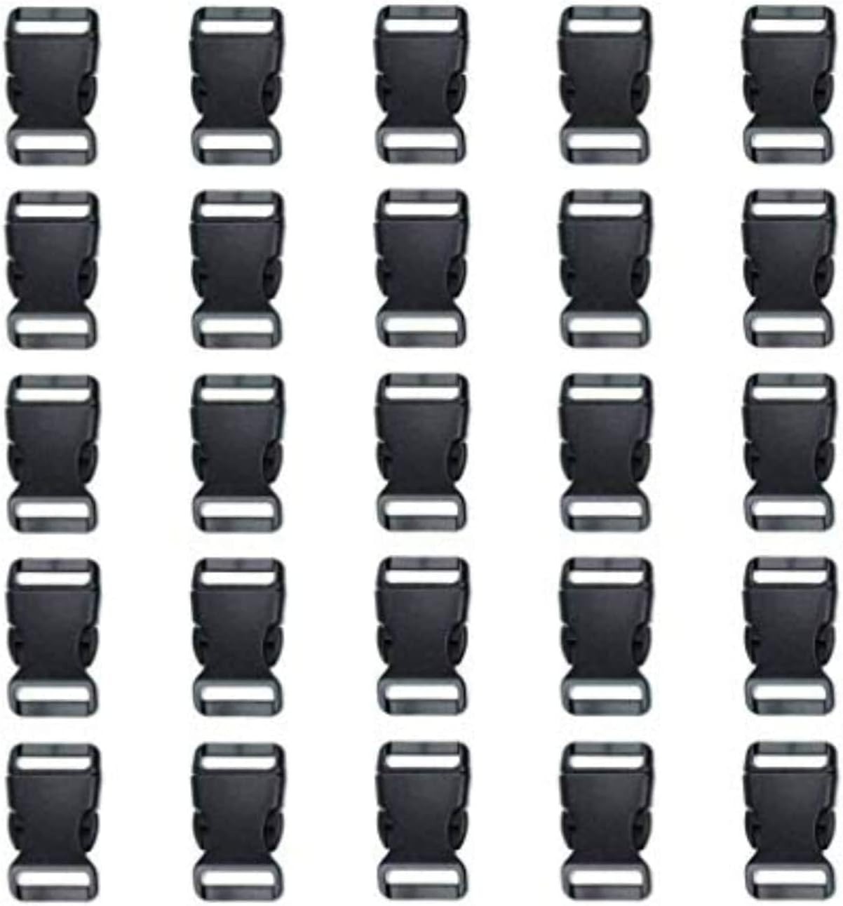 3/4 Inch, 25 Pack Black Plastic Side Release Buckle for Paracord Bracelets (3...
