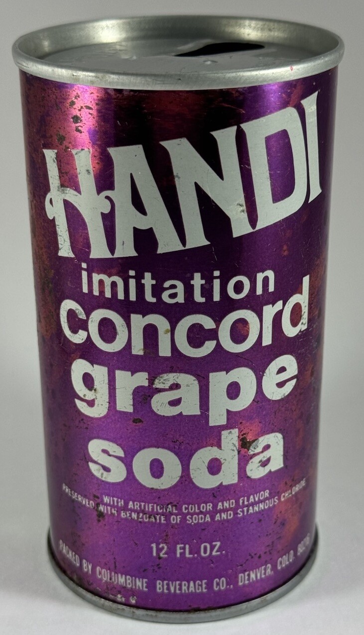 Handi Imitation Concord Grape Soda 12 Oz EMPTY Tab Top Soda Can