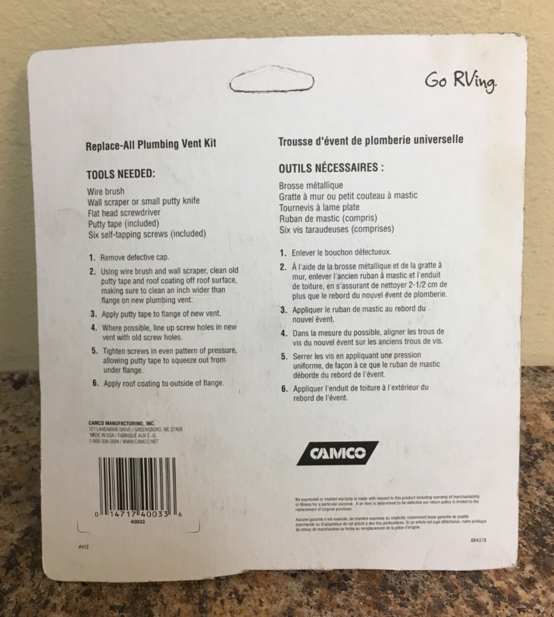 Camco 40033 Polar White Replace-All Plumbing Vent Kit