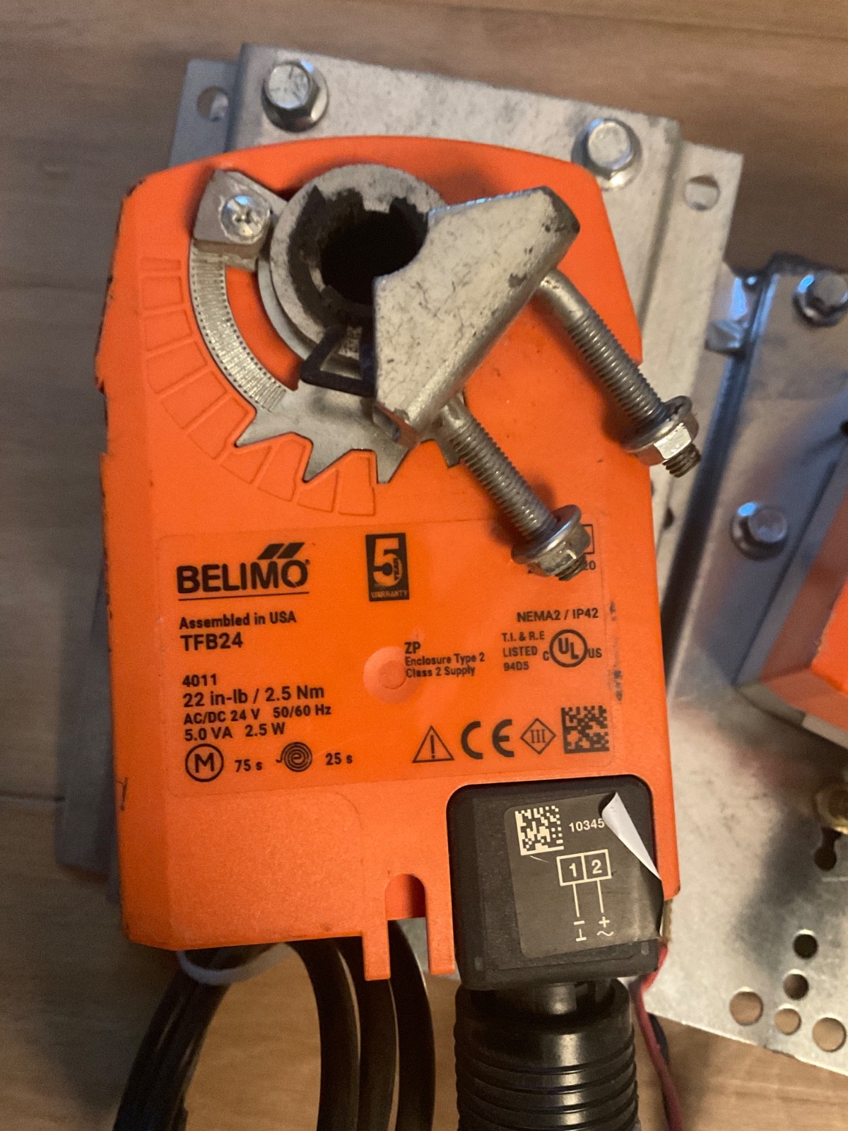 2- Belimo TFB24 Damper Actuators Used