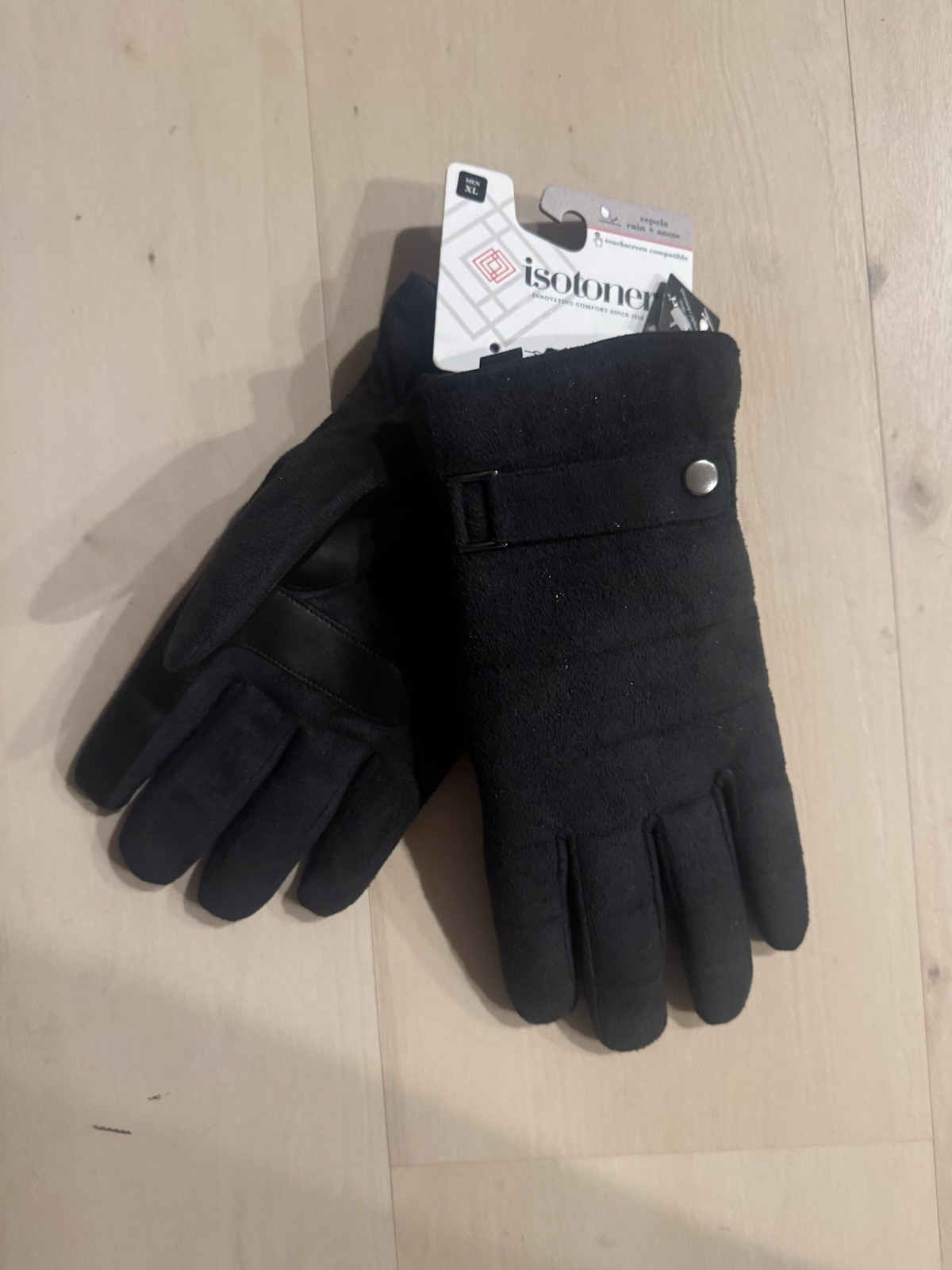 Men’s L Black Isotoner Gloves