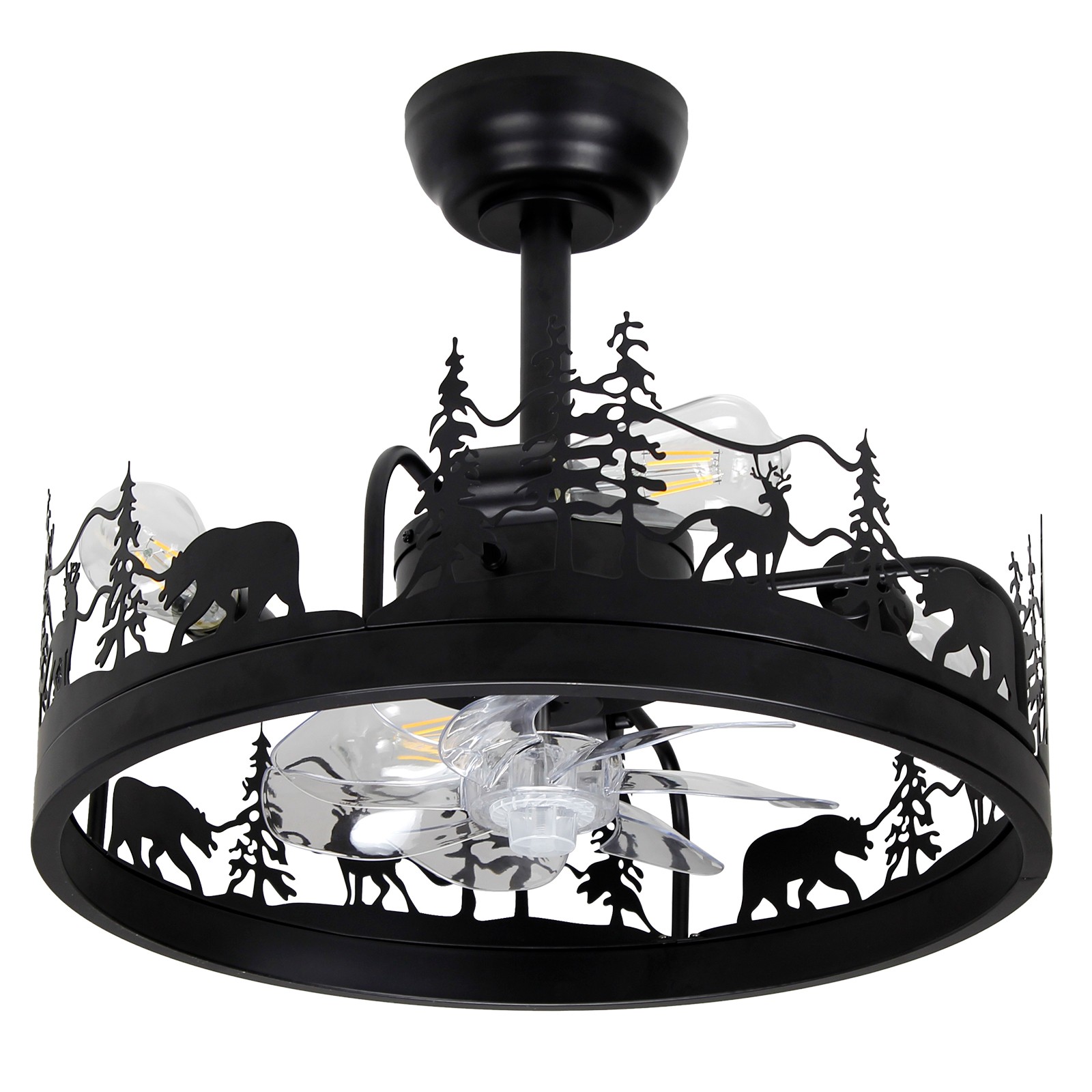 20in Rustic Farmhouse Ceiling Fan Light With Remote Bear Deer Chandelier Decor