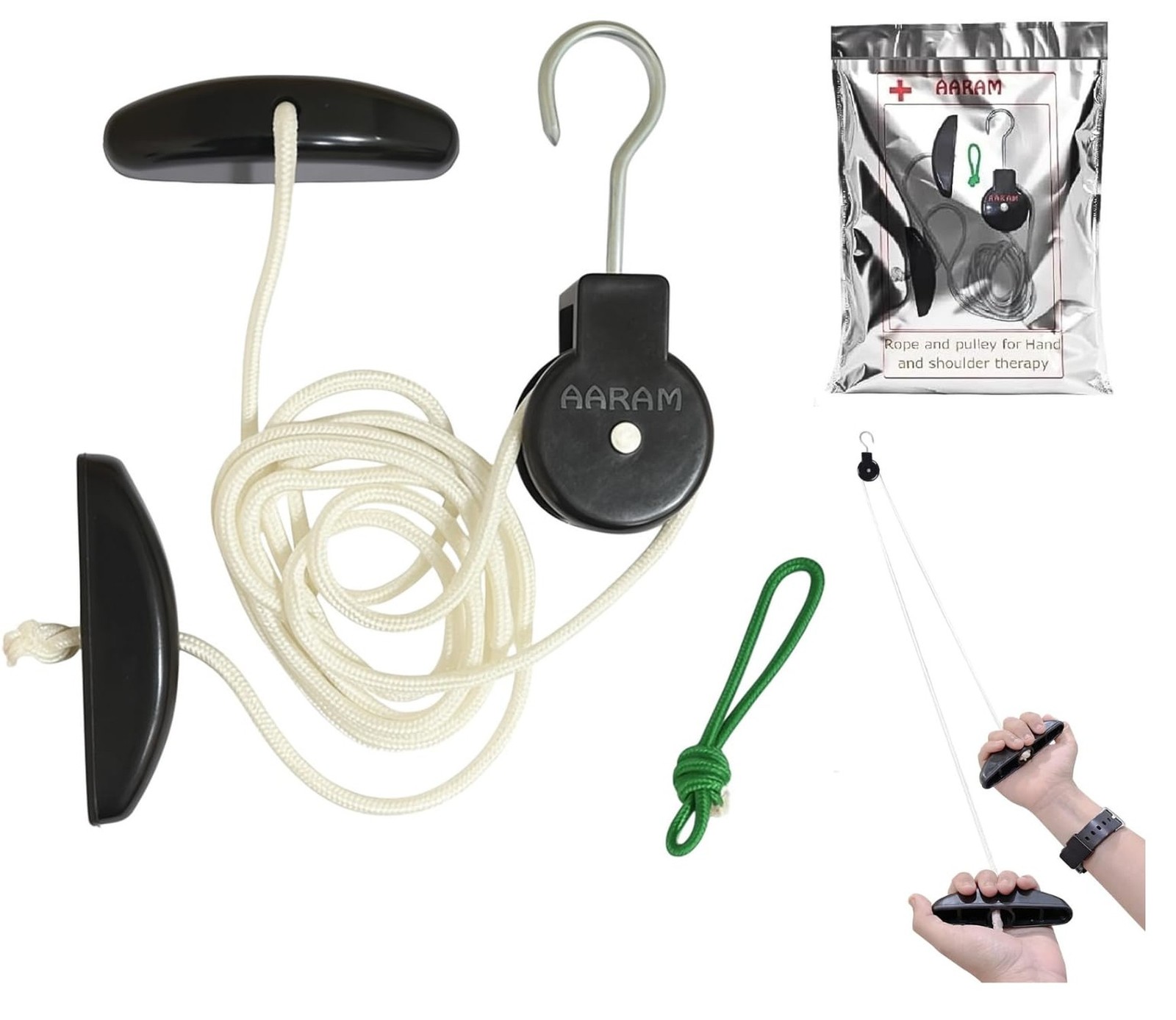 AARAM Overhead Shoulder Pulley Equipment Kit w/Rope for Physical Therapy, for...