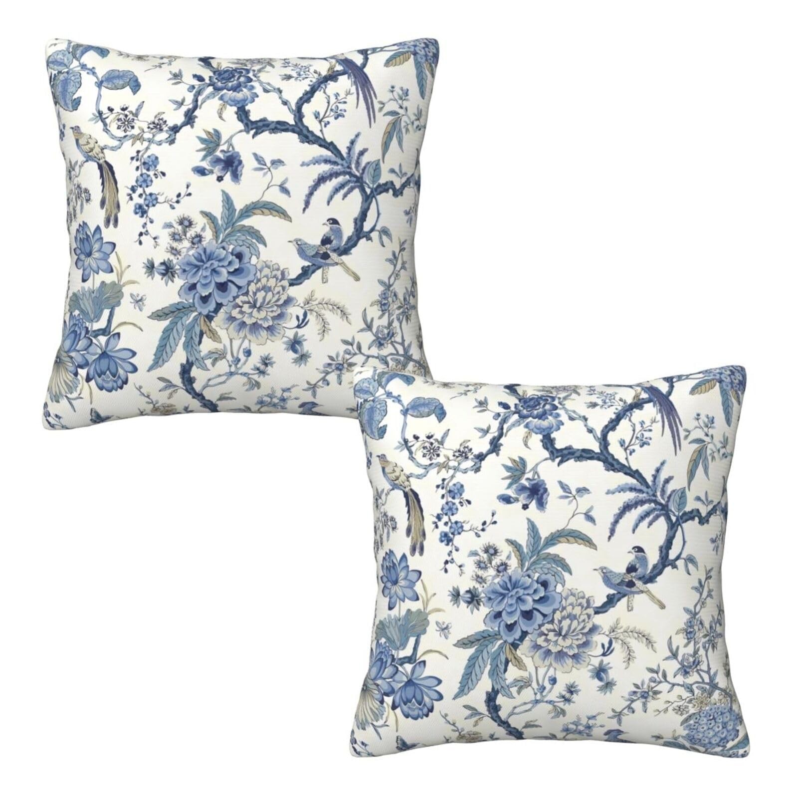 Tebjh Chinoiserie Blue and 18" x (Pack of 2), White1