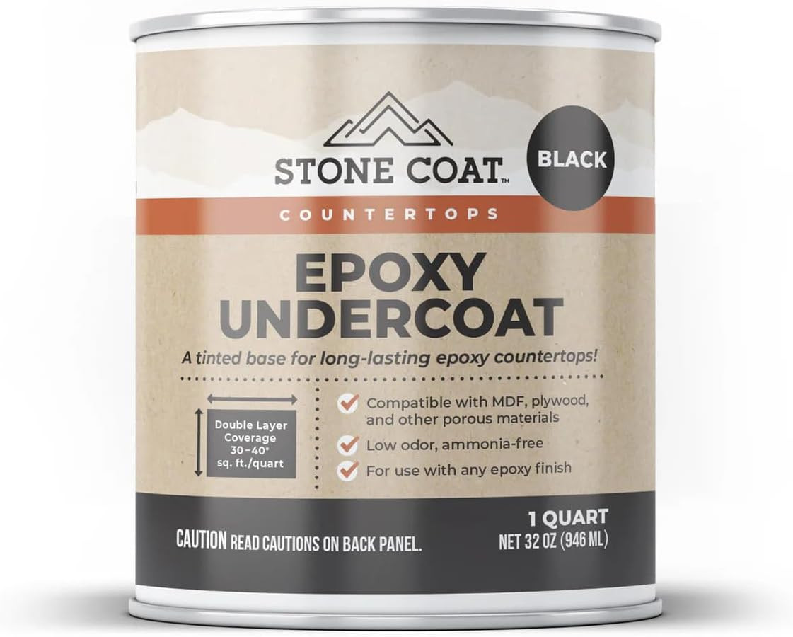 Epoxy Undercoat 1 Quart (32 Fl Oz Black) High-Bond Epoxy Primer for MDF, Plywood